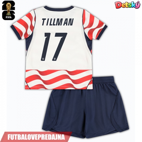 Lacne Dětský Futbalové dres Spojené štáty Malik Tillman #17 MS 2026 Krátky Rukáv - Domáci (+ trenírky)